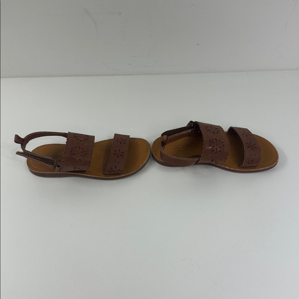 OshKoshBGosh Brown Kids Sandals with Velcro Girls size 10M summer beach stylish - Picture 5 of 11